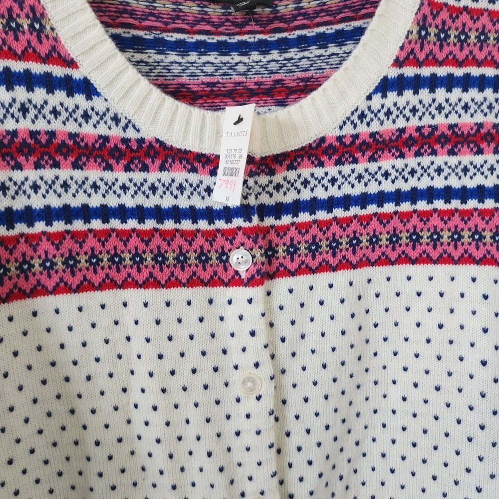 Talbots Button Down Sweater Nordic Medium Nwt - image 3